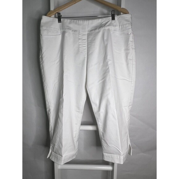 Unbranded Pants - Westbound Woman 20W White Crop Pants Stretch Pockets 21 in Inseam Med Wt Fabric